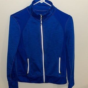 Blue zip up athletic material